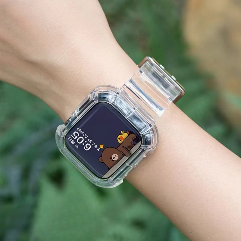 Dây đeo bằng cao su trong suốt mềm mại cho đồng hồ thông minh Apple Watch Series  SE 6 5 4 3 2 1 38/40/42/44 mm