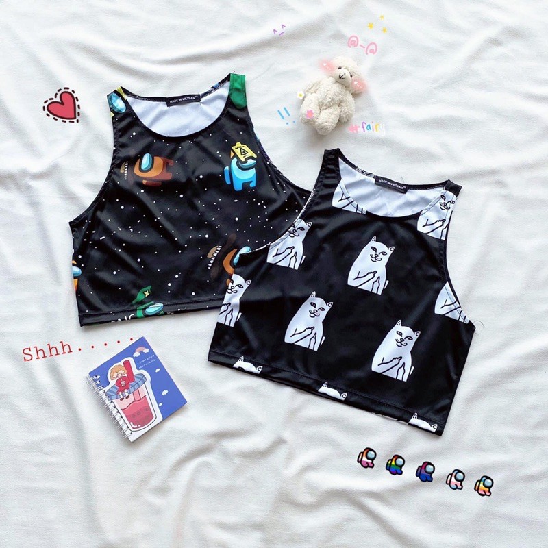 Áo Croptop Hình 3D Ba Lổ Ảnh Thật