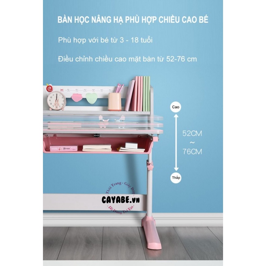 BÀN HỌC THÔNG MINH CHỐNG GÙ, CHỐNG CẬN CAYABE CB-002 CHO BÉ DÀI 1M MÀU HỒNG