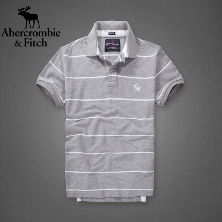 ABERCROMBIE & FITCH áo polo Tay Ngắn Màu Trơn Thời Trang Dành Cho Nam