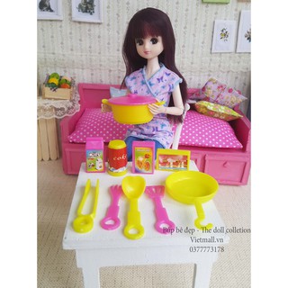 Set xoong nồi chảo nấu ăn, phụ kiện nhà bếp dành cho búp bê