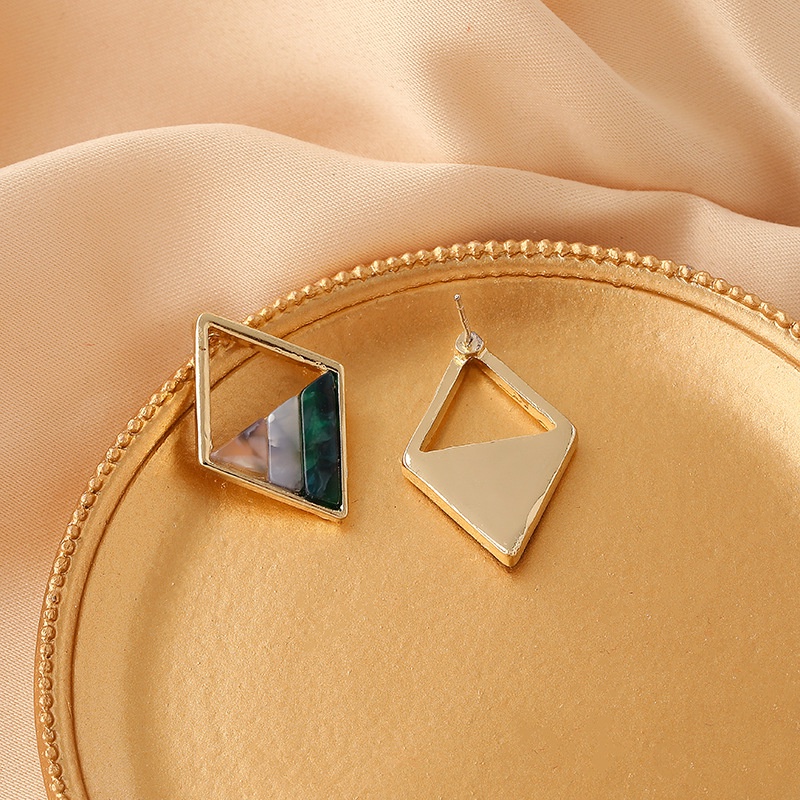 Khuyên tai Pinkdudu PD728 bằng hợp kim đính kim cương màu tương phản thời trang cho nữ