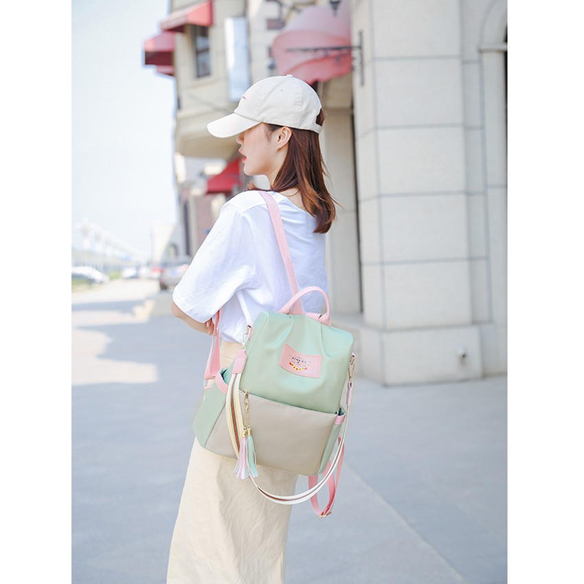Balo nữ NASI B1002 - balo nữ đi học vải dù chống thấm đựng vừa A4 mẫu đẹp phong cách Hàn Quốc