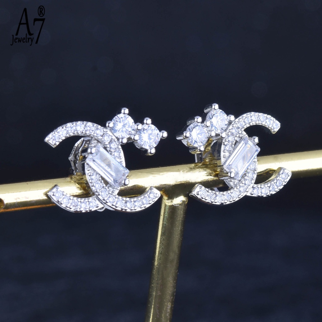 Bông tai bạc 925 hình chữ cái kiểu dáng thời trang