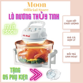 Lò thủy tinh, nồi chiên không dầu, lò nướng điện chất lượng Gali 1300w 17 lít bảo hành 1 năm tặng 5 phụ kiện Moon Store