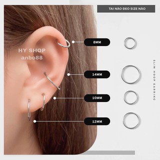 khuyên tai titan tròn siêu mỏng không gỉ không đen không dị ứng cho nam nữ unisex