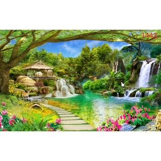 Tranh dán tường 3d sơn thuỷ hữu tình
