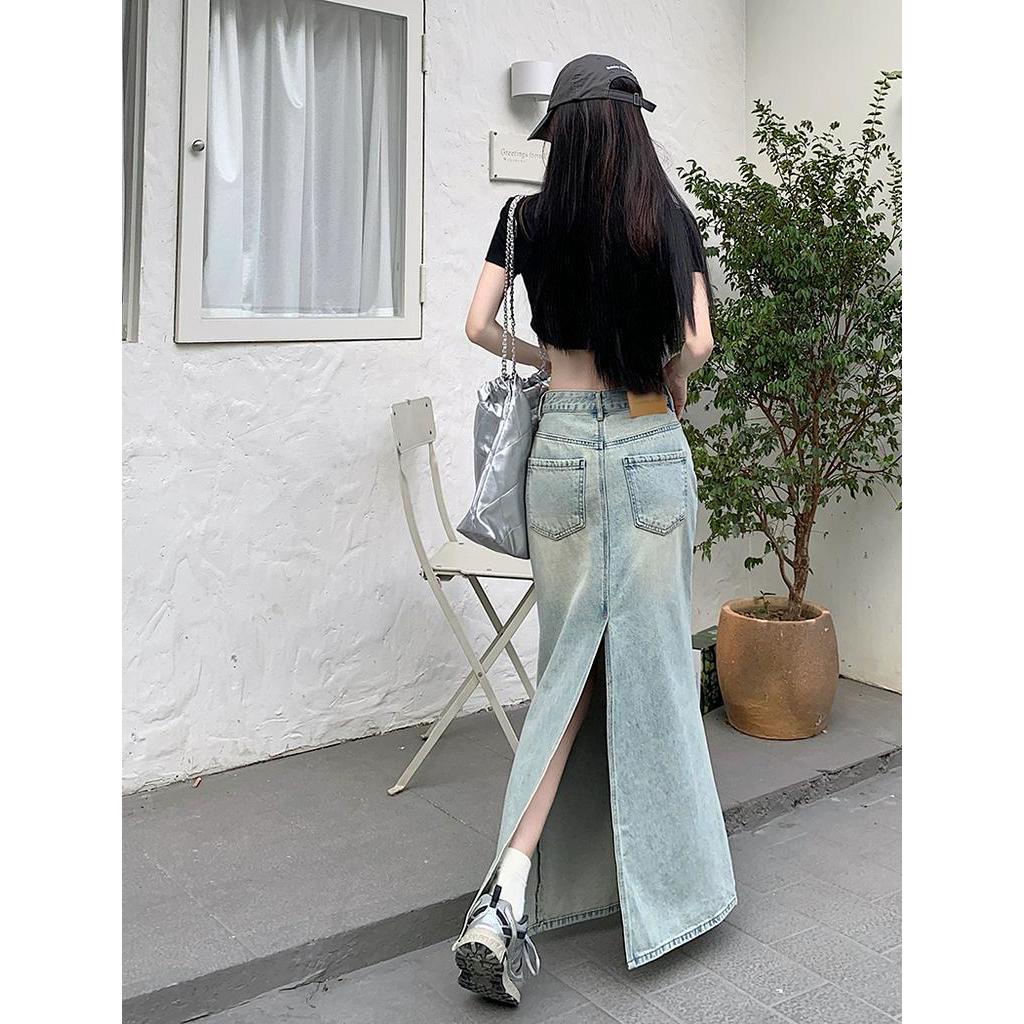 Chân Váy Denim Đuôi Cá Lưng Cao Phong Cách Retro Thời Trang Hè 63918