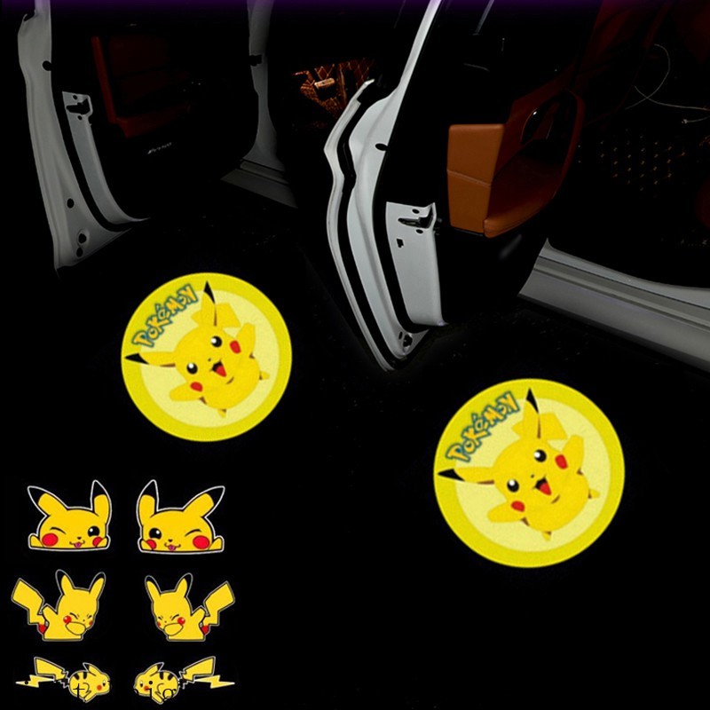 Bộ 2 đèn LED gắn cửa xe hơi hình Pikachu xinh xắn