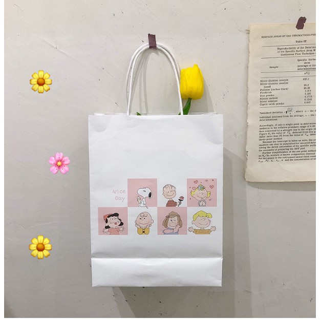 TÚI GIẤY TRẮNG KRAFT - GIẤY HOẠT HÌNH - HÌNH ẢNH DỄ THƯƠNG, TÚI ĐỰNG QUÀ TẶNG.