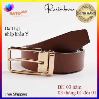 [HÀNG HIỆU] Thắt lưng nam thời trang cao cấp Rainbow RBMLB 003 - Dây nịt da thật nhập khẩu Ý, mặt khóa kim