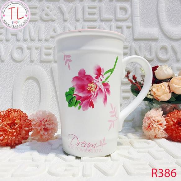 ly sứ - cốc sứ - Ly sứ hình bông hoa - ly uống nước - ly uống cà phê - quà lưu niệm