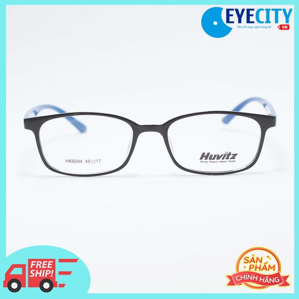 Gọng kính cận thời trang Hàn Quốc HUVITZ nhựa dẻo màu đen gọng xanh HK6044 - C18