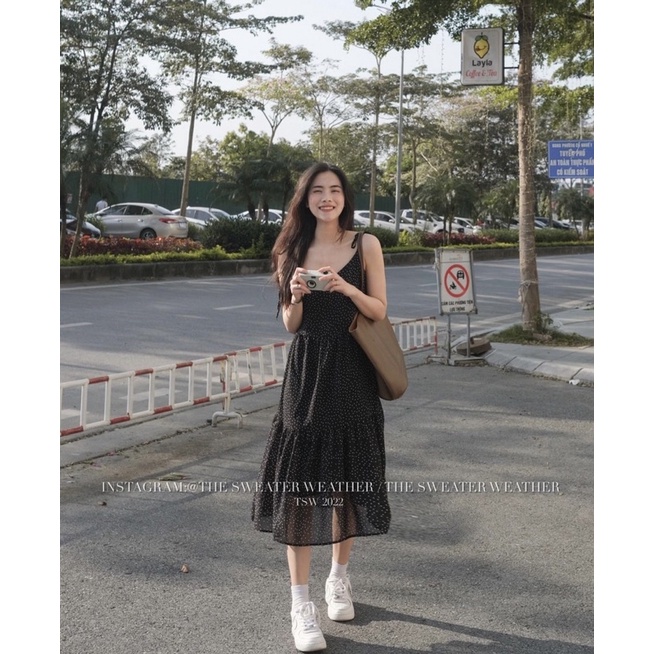 (Ảnh thật) Váy babydoll hai dây voan mềm chấm bi the.sweaterweather TSW | BigBuy360 - bigbuy360.vn