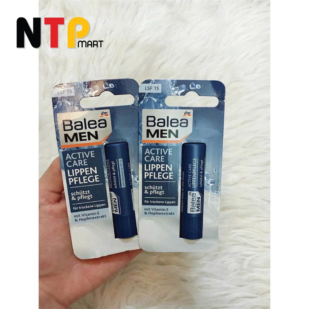 Son dưỡng môi Balea Men Active Care Lippenpflege dưỡng ẩm và chống nắng LPF15 dành cho nam nhập khẩu Đức