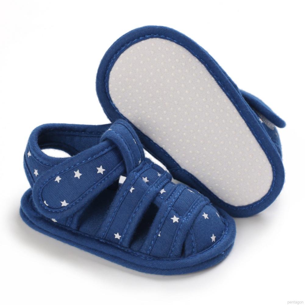 Giày sandal đế mềm chống trượt thoáng khí in hình ngôi sao năm cánh cho bé 0-18 tháng tuổi
