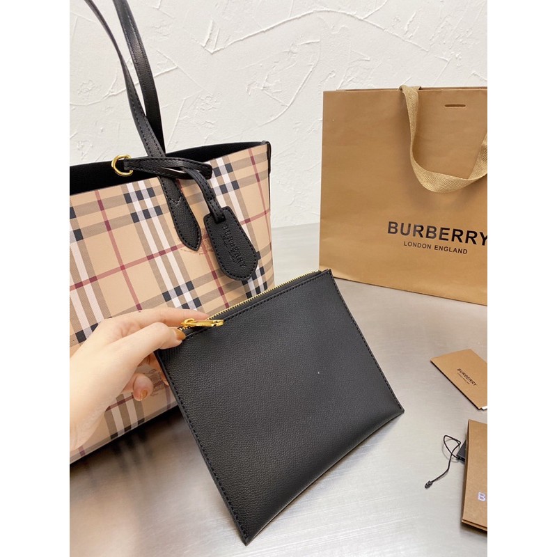 túi xách tay kẻ ca rô nữ dáng to phụ kiện túi nhỏ đi kèm burberry bbr