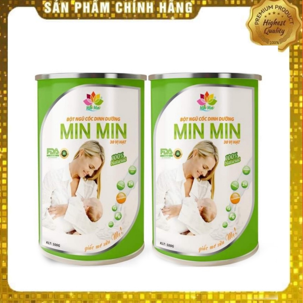 2 HỘP Ngũ Cốc Min Min 30 hạt _ Ngũ Cốc Lợi Sữa Phục Hồi Sức Khỏe Sau Sinh 2 hộp (1kg) (Date Luôn Mới)