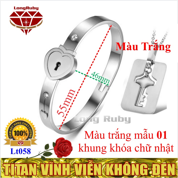 BỘ TRANG SỨC TITAN VÒNG TAY Ổ KHÓA, DÂY CHUYỀN CHÌA KHÓA màu TRẮNG, VÀNG, HỒNG