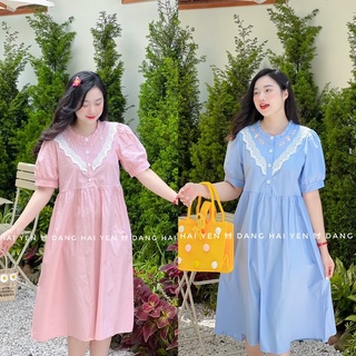Váy Amie babydoll cổ ren thêu hoa tiểu thư