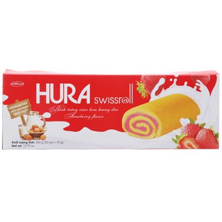 Bánh Bông Lan Hura Swissroll Hương Dâu 360G