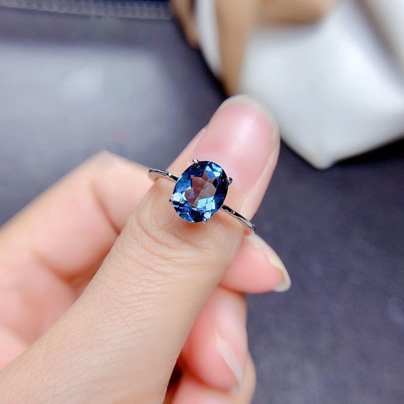 Nhẫn Bạc S925 Đính Đá Topaz Xanh Kiểu Nhật Hàn Thời Trang Cho Nữ