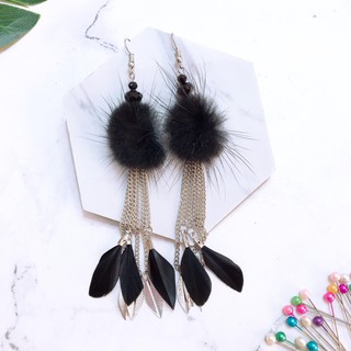 Bông Tai ❤️ FREESHIP ❤️ Bông Tai Nữ Lông Vũ Tua Rua Dài Cá Tính Chumin SB2638