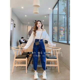 Quần Baggy JEANS cạp cao hình thật