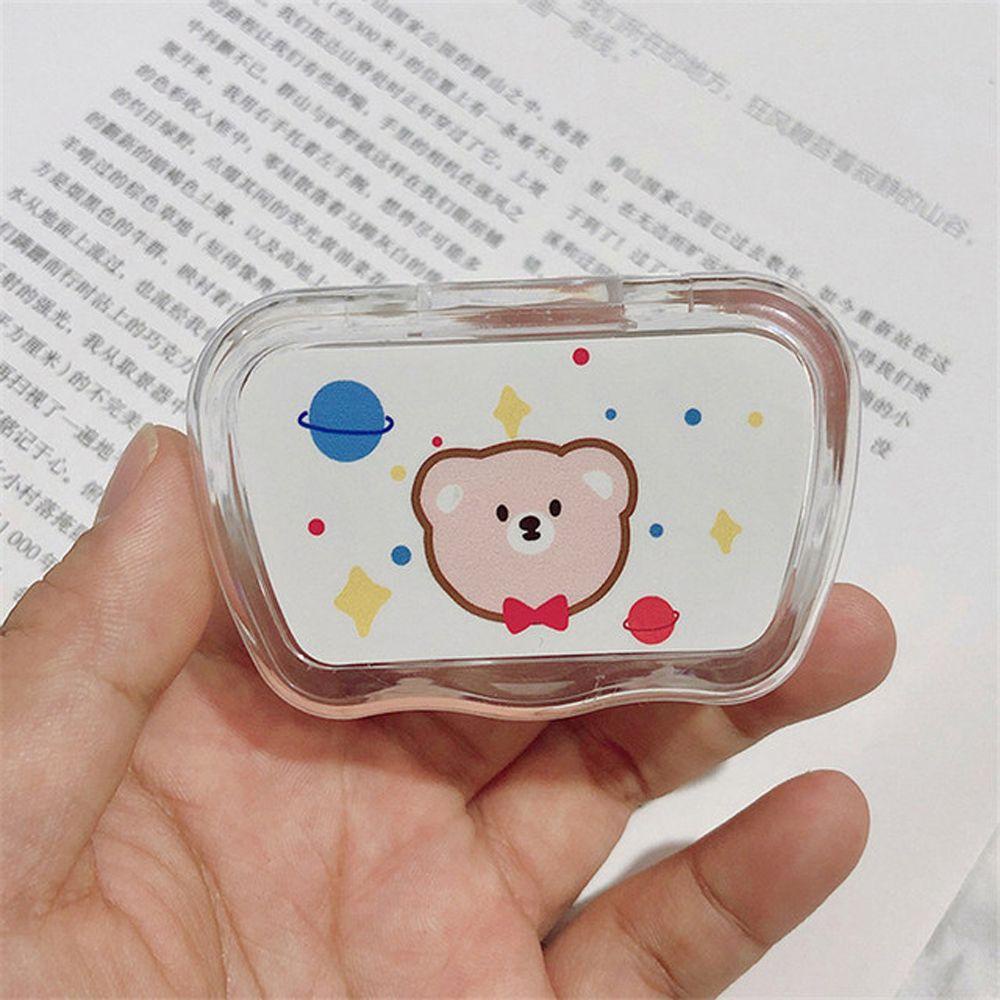 Hộp Đựng Kính Áp Tròng Họa Tiết Hoa / Gấu / Dâu Tây Dễ Thương Cho Nữ Ốp