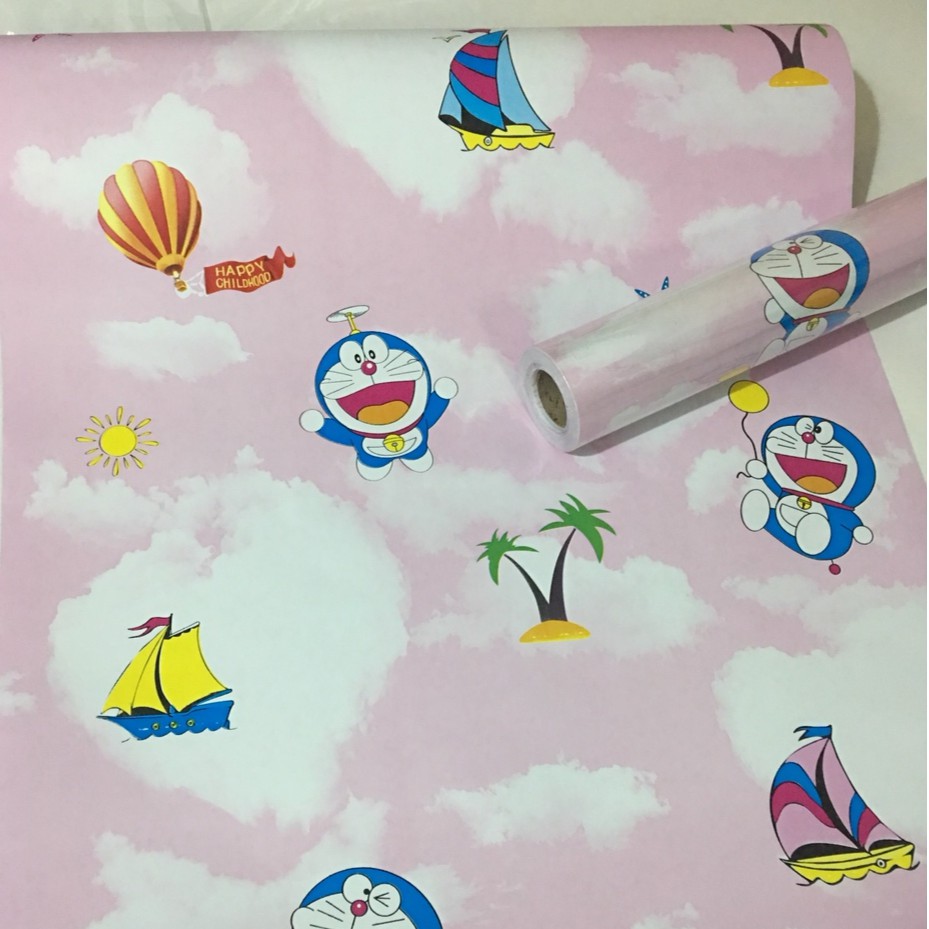 10M Giấy Dán Tường Doremon Hồng TK Khổ rộng 45cm 5288-1