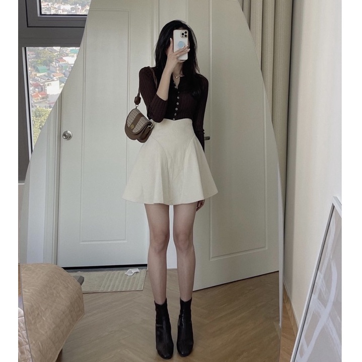Chân váy nhung tăm dáng xoè [ FREE SHIP] có quần trong hàng QCCC Ảnh thật 100% | BigBuy360 - bigbuy360.vn