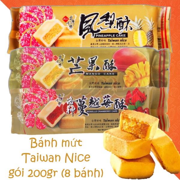 (3 vị) Bánh mứt Taiwan Nice gói 200gr (8 bánh)