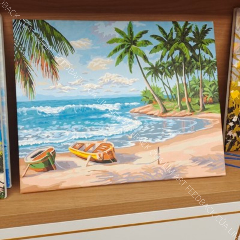 Tranh sơn dầu số hoá có khung LIM Art - Tranh tô màu theo số phong cảnh biển