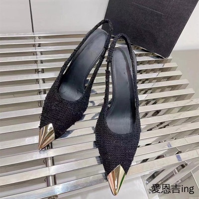 Giày Cao Gót Mũi Nhọn Màu Đen Phong Cách Quyến Rũ 2022