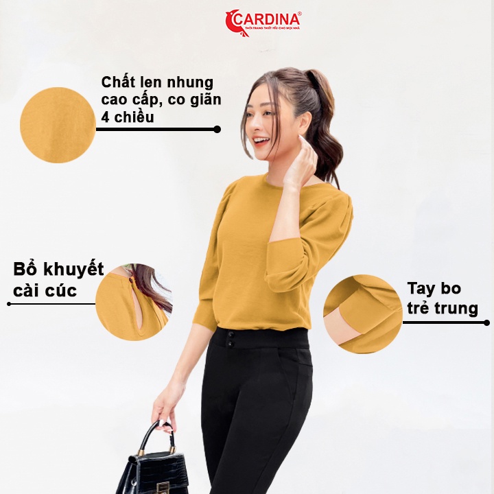 Áo Len Nhung Nữ 𝐂𝐀𝐑𝐃𝐈𝐍𝐀 5 Màu Cao Cấp Vai Bồng Tay Lửng Thu Đông Nữ 1AFN01