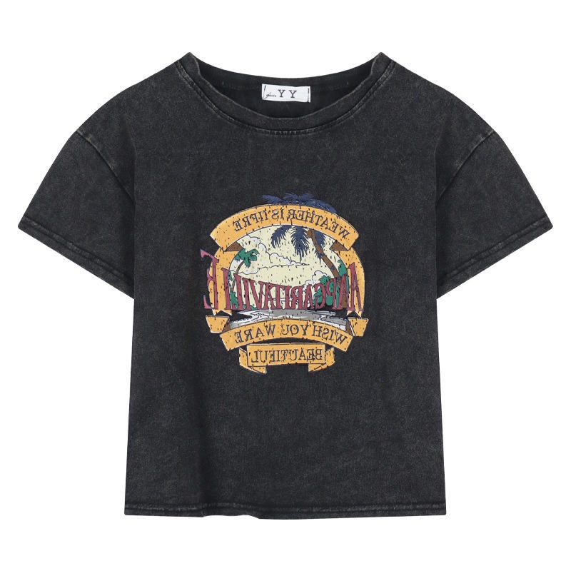 COZOK Áo Thun Tay Ngắn Form Rộng Theo Phong Cách retro Hợp Thời Trang