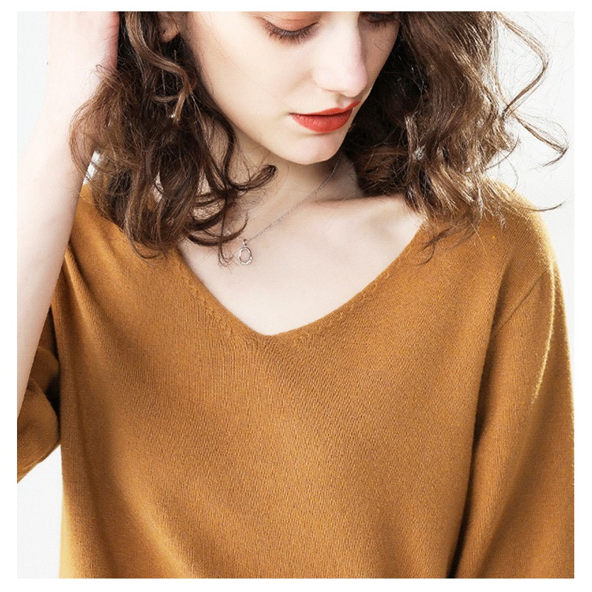 Áo len mỏng nữ, áo len tay cộc form rộng, chất len mềm mịn, thích hợp mùa xe lạnh, hàng nhập Quảng Châu | BigBuy360 - bigbuy360.vn
