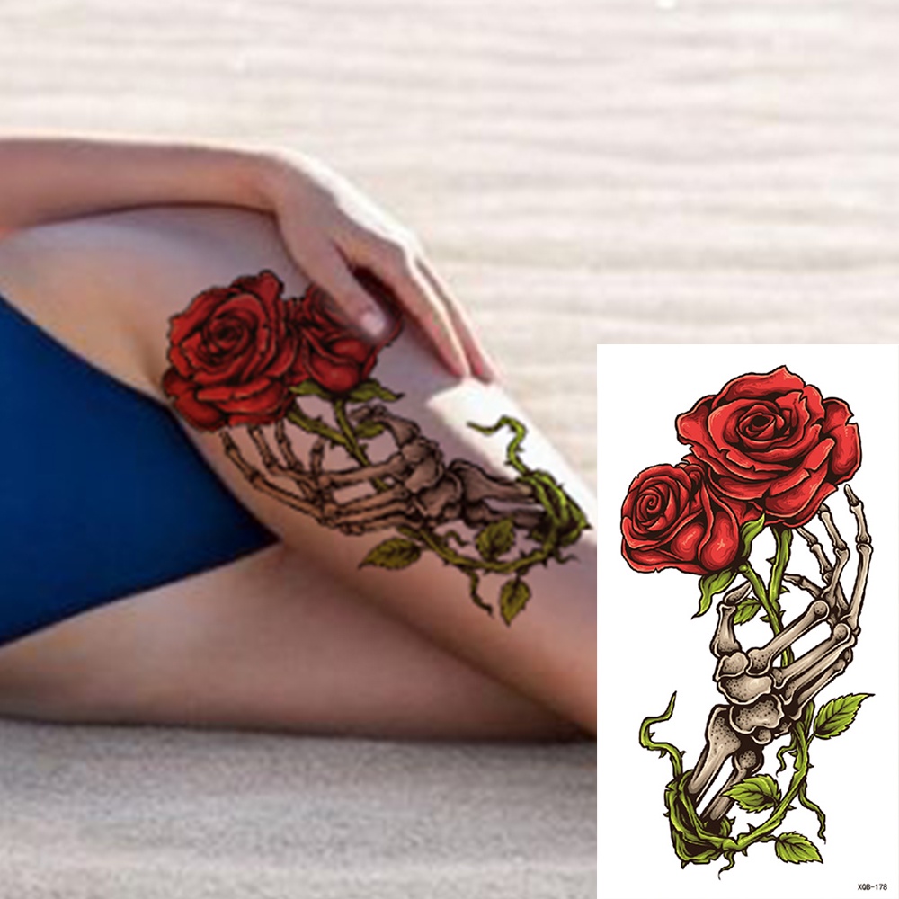 Hình Xăm Tạm Thời Chống Thấm Nước Hình Hoa Hồng / Hoa Sen Henna Flash Nghệ Thuật Cho Nam Và Nữ