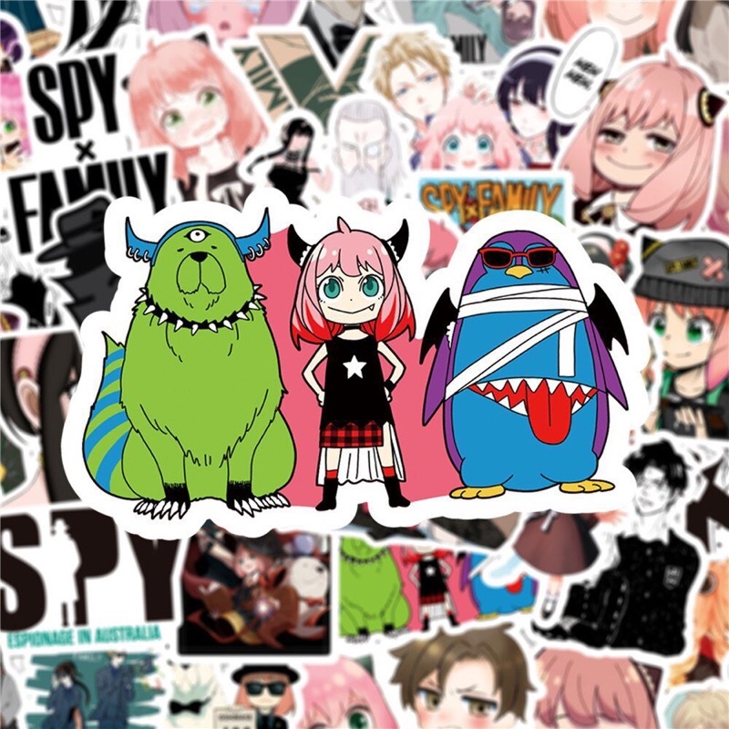 stiker spy x family 30-60 cái decal dán ép lụa khác nhau/ Hình dán anime spy x family