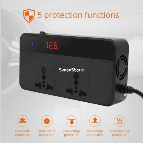 Bộ chuyển đổi nguồn điện Dc 12V sang Ac 220V 200W 4 Usb 038