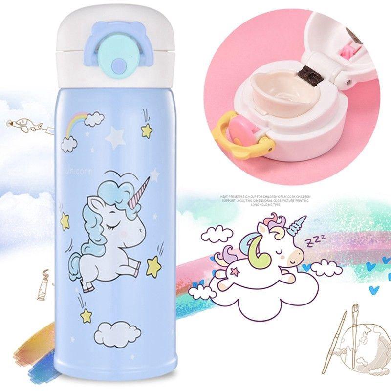 Bình Nước Chân Không Hình Kỳ Lân Đáng Yêu 350/500ml Cho Trẻ Em Và Người Lớn
