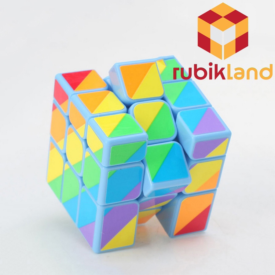 Rubik 3x3 YJ Unequal Six-Color Mirror Cube Rubic Biến Thể 3 Tầng Cầu Vồng Đồ Chơi Trí Tuệ Trẻ Em