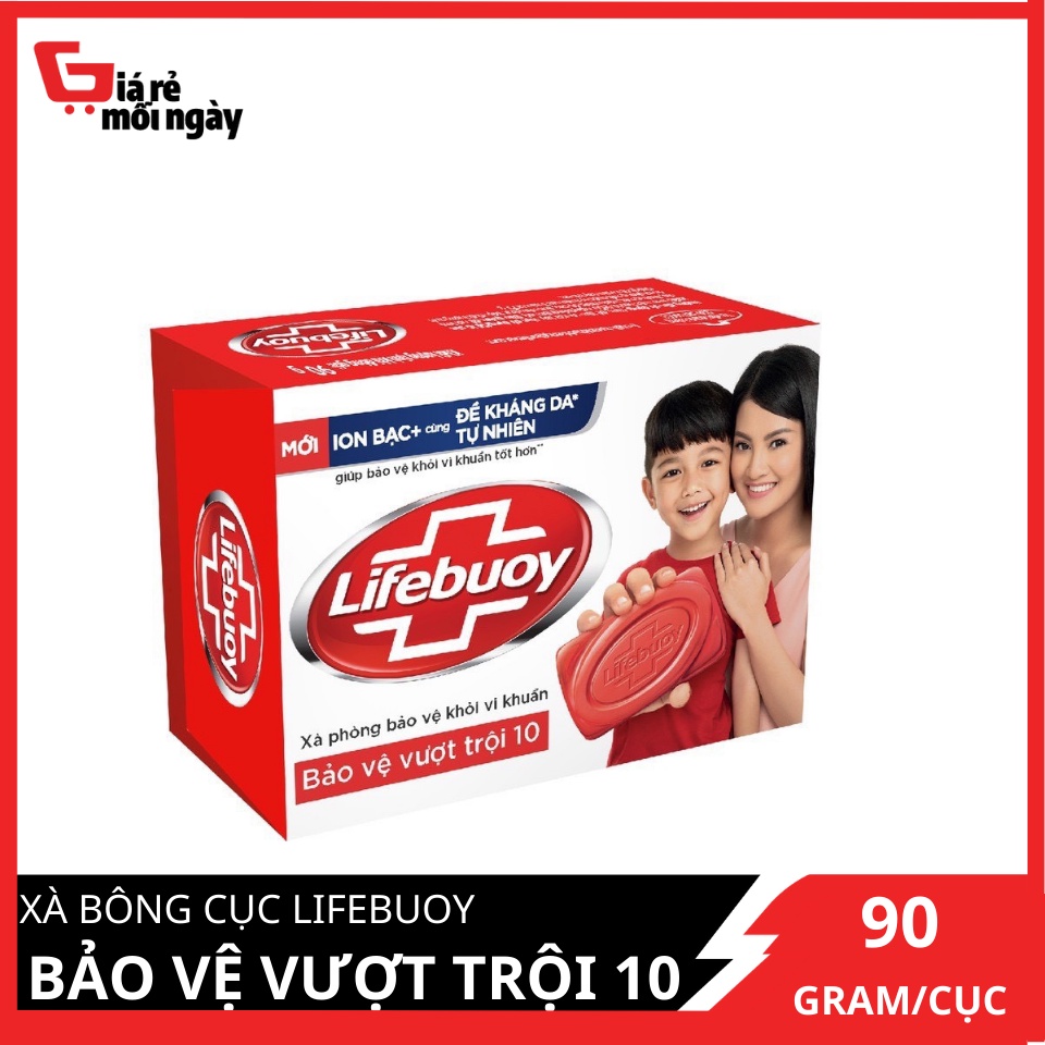 Xà bông cục Lifebuoy Bảo vệ vượt trội 10 (Đỏ) 90g