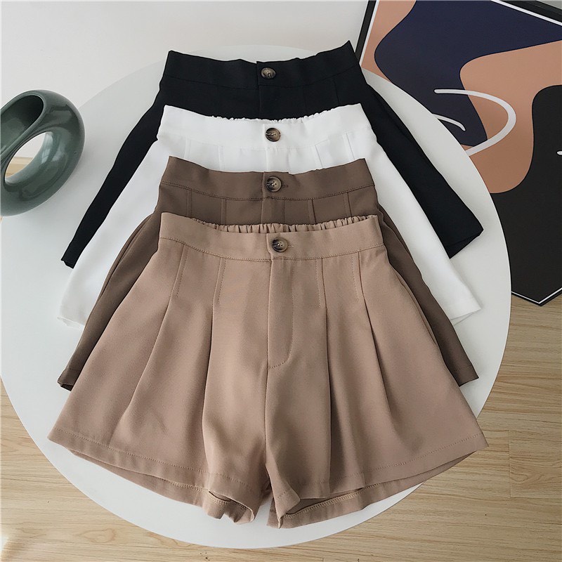 Quần đùi nữ ống rộng cạp lưng chun sau, Quần sooc nữ khóa chất tuyết mưa dày dặn cao cấp TTS27 | BigBuy360 - bigbuy360.vn