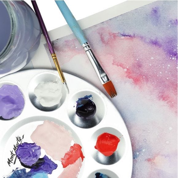 Khay Pha Màu Kim Loại Bạc 10 ô Tròn Mont Marte 17 cm