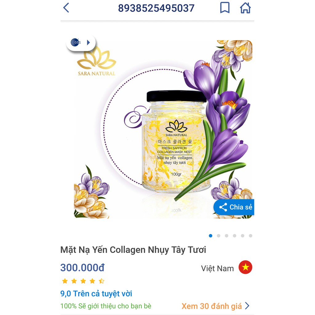 [CHÍNH HÃNG] Mặt Nạ Ngủ Tổ Yến Tươi Collagen