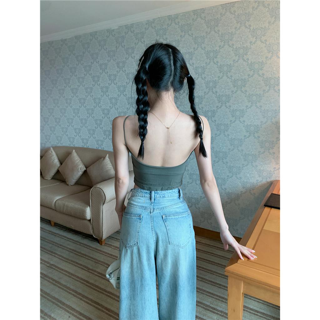 Cocory vn 5 Màu Sắc Áo Croptop Hai Dây Ôm Dáng Vừa Vặn Với Đệm Ngực Cho Nữ