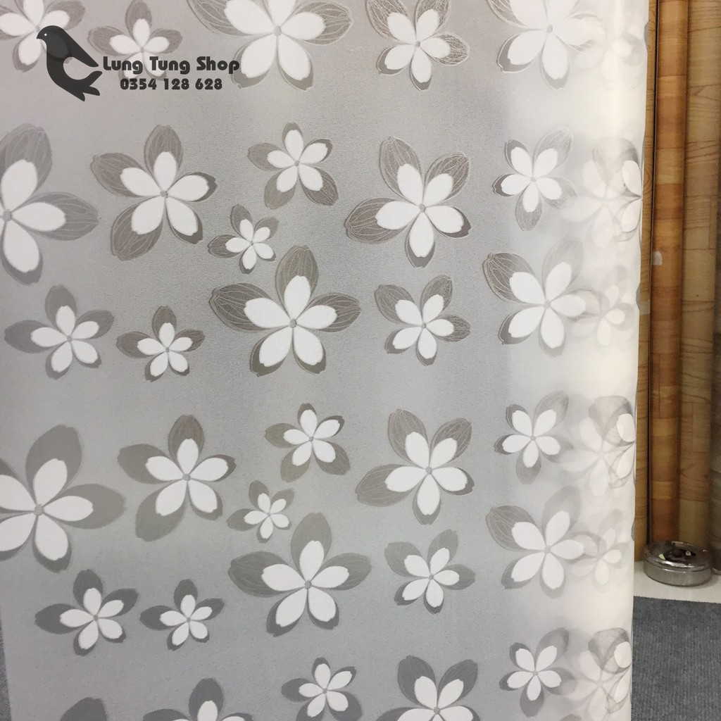 Decal dán kính họa tiết hoa trắng - giấy dán kính ( khổ 90cm )