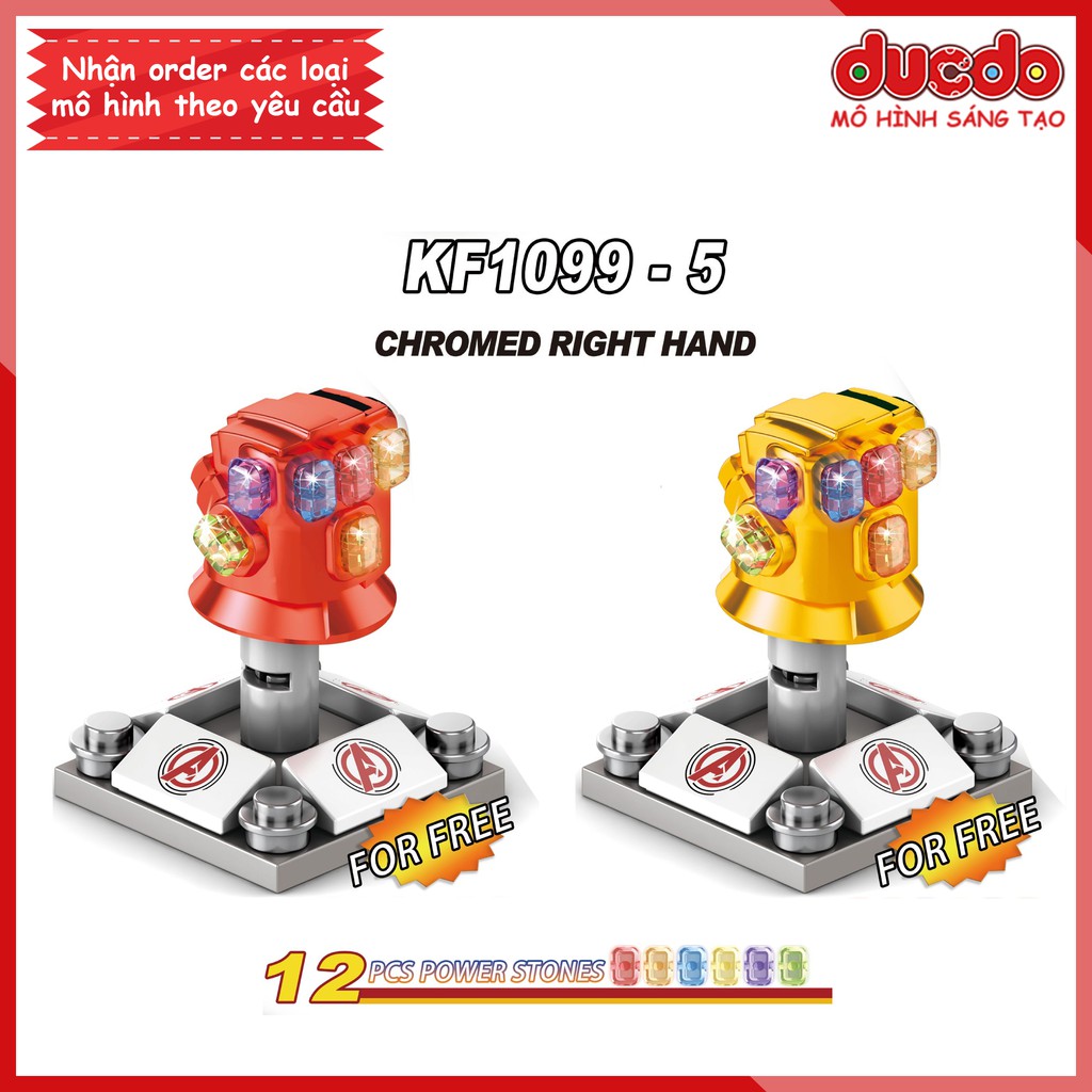 Minifigures găng tay Phải full đá vô cực THANOS - Đồ chơi Lắp ghép Xếp hình Mini Super Hero Iron Man KF1099