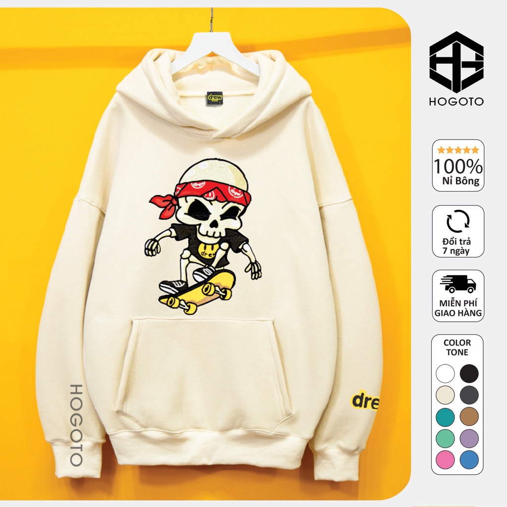 Áo nỉ HOODIE drew xương trượt ván Hogoto shop , áo hoodie drew nỉ bông unisex | BigBuy360 - bigbuy360.vn